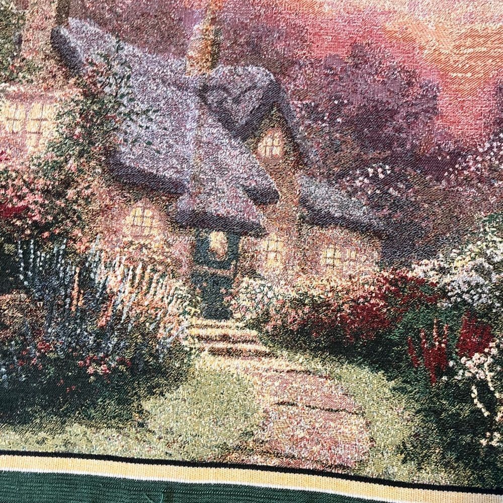 Thomas Kincaid tapestry throw blanket, English country cottage by Crown Crafts